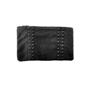 Skingraft Black Leather Studded Zip Pouch